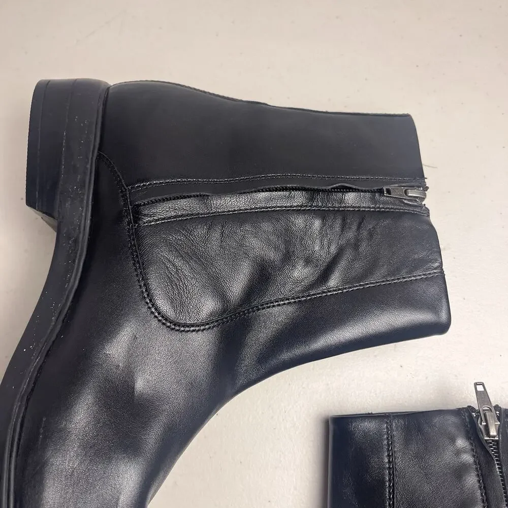 Cole Haan Black Leather Waterproof Side Zip Boots NikeAir Sole Men's 11M C09035